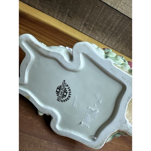 Fitz and Floyd Bunny Floral Botanical Trinket Box Candy Dish - Picture 7 of 7